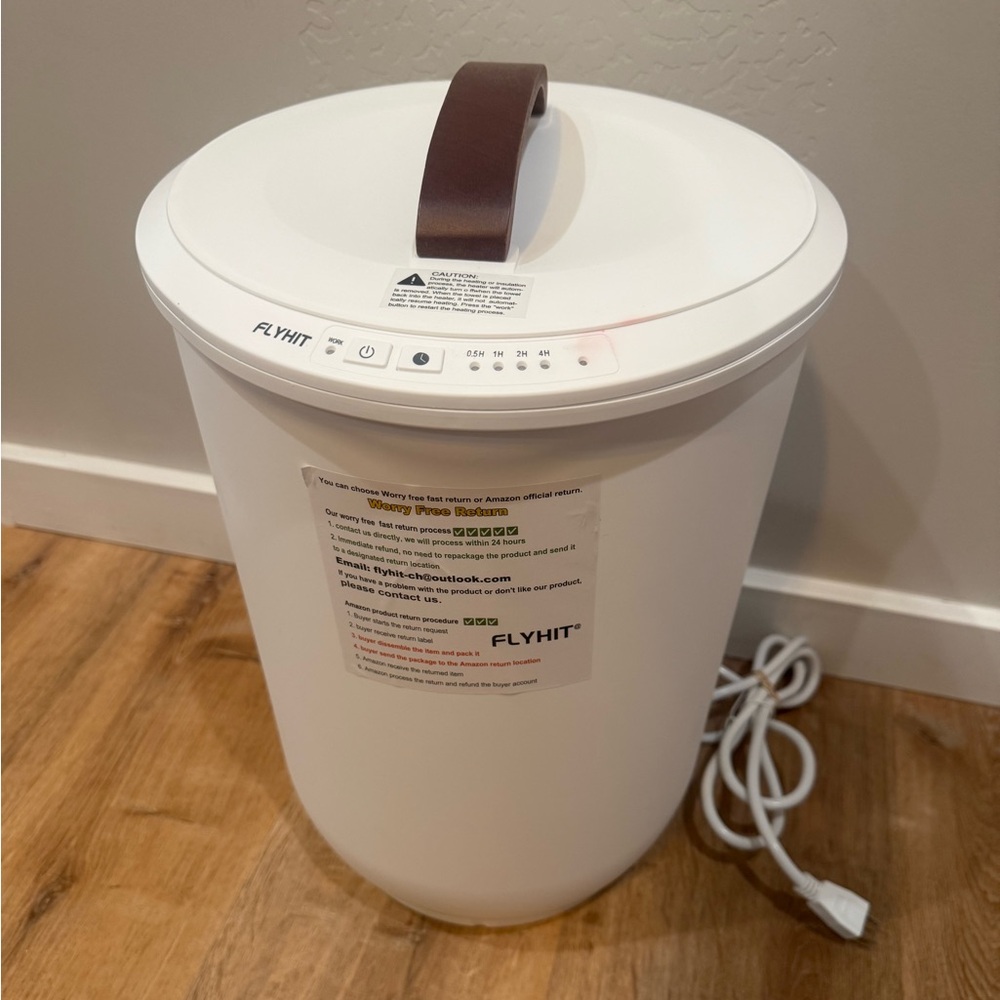 Large Towel Warmer for Bathroom - White Plastic, Heated Bucket, Open Box, FLYHIT
